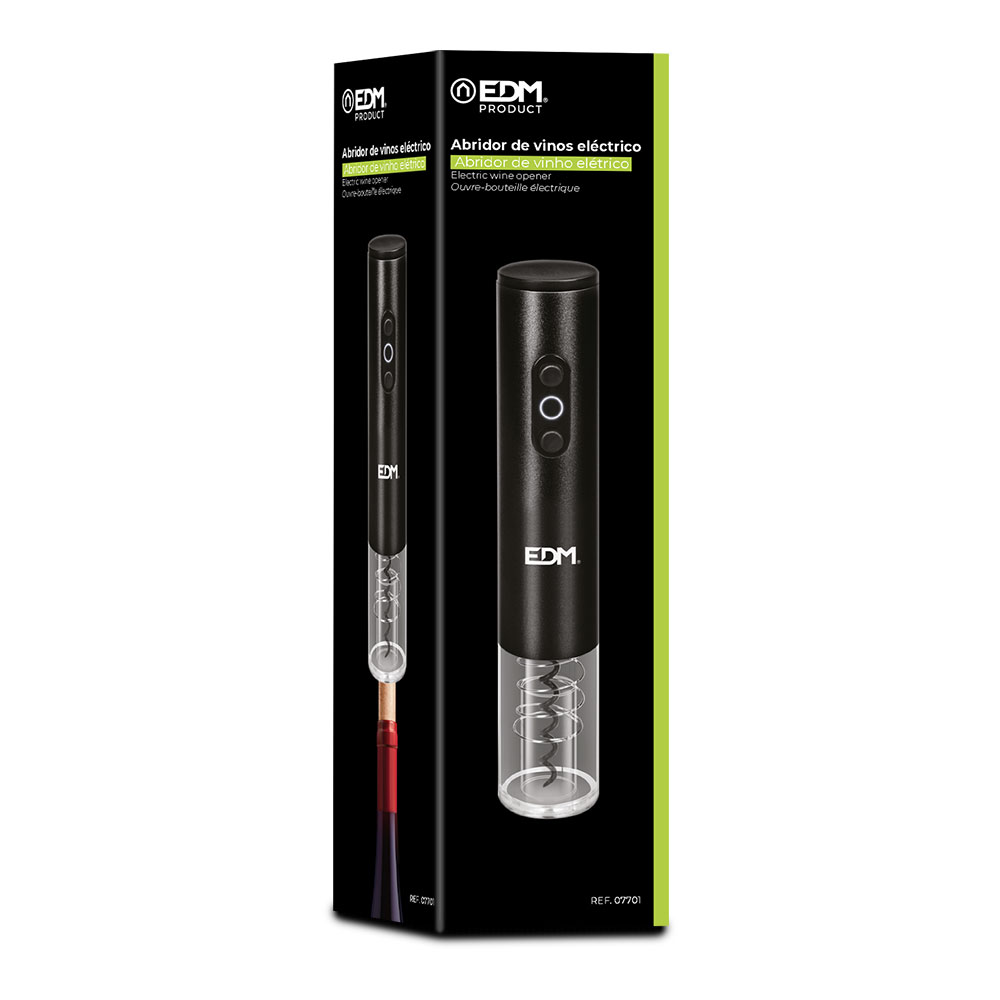 TIRE-BOUCHON ELECTRIQUE POUR BOUTEILLES DE VIN. 4xAA (NON INCLUS) EDM TIRE-BOUCHON ELECTRIQUE POUR BOUTEILLES DE VIN. 4xAA (NON INCLUS) EDM