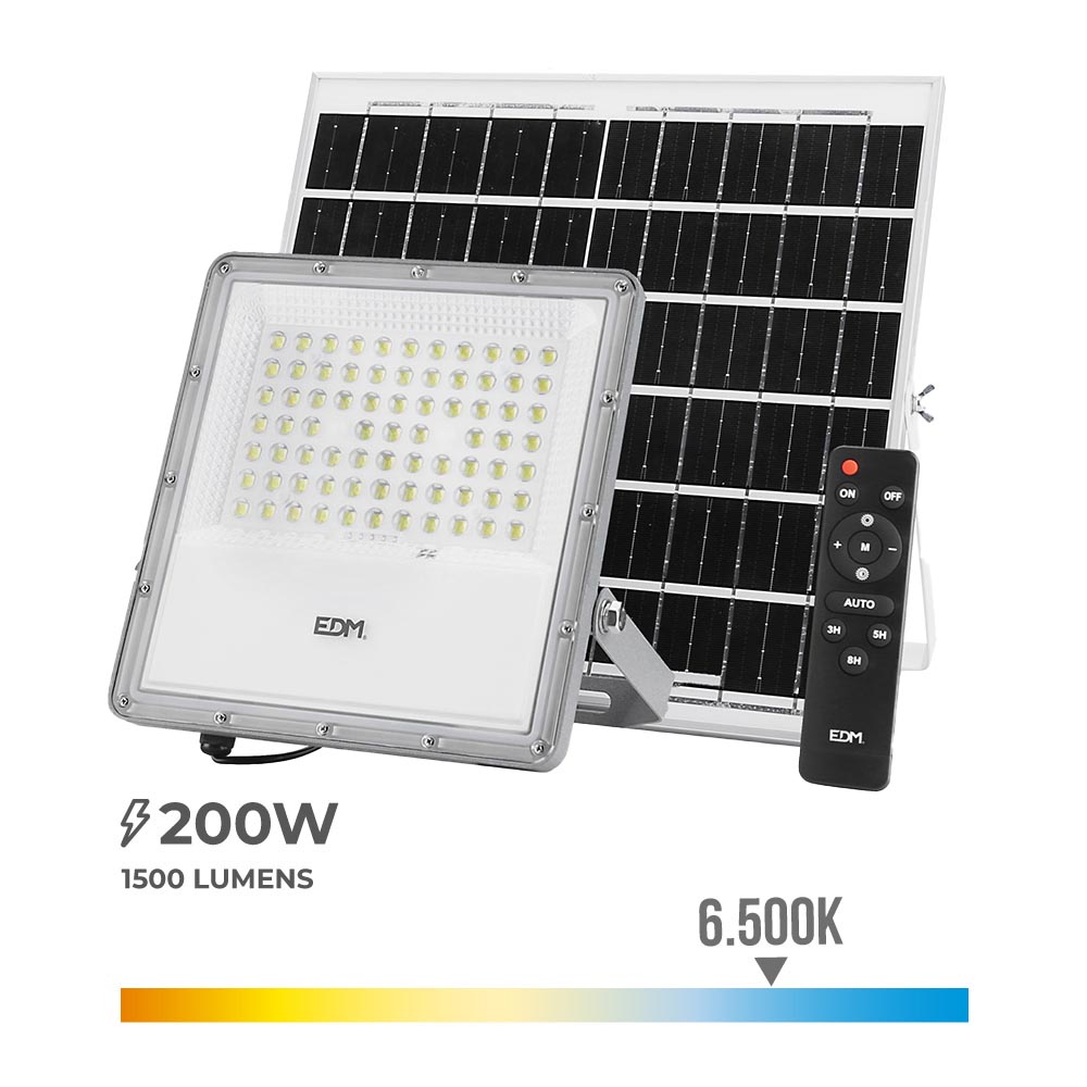PROJECTEUR LED SOLAIRE PROJECTEUR 200W 1500Lm 6500K IP65 EDM.