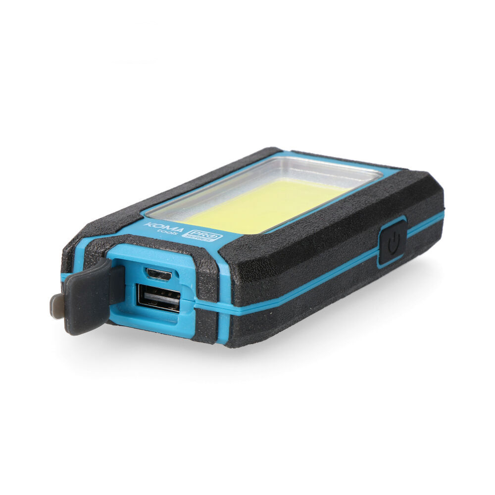 LINTERNA CON LED COB 300lm RECARGABLE CON USB + IMAN. FUNCION POWER BANK.  EDM COLORES SURTIDOS