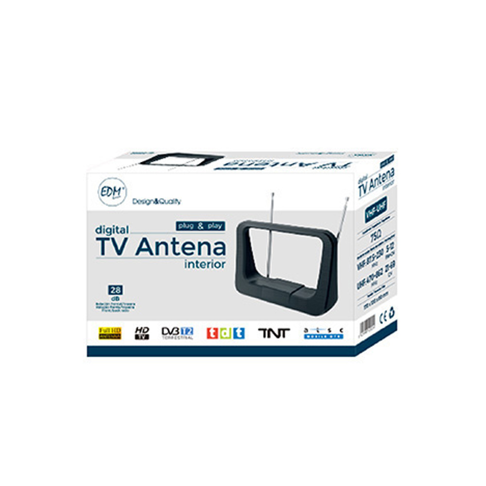UHF ANTENA INTERIOR TV EDM 470-862 Mhz 170x120x60mm