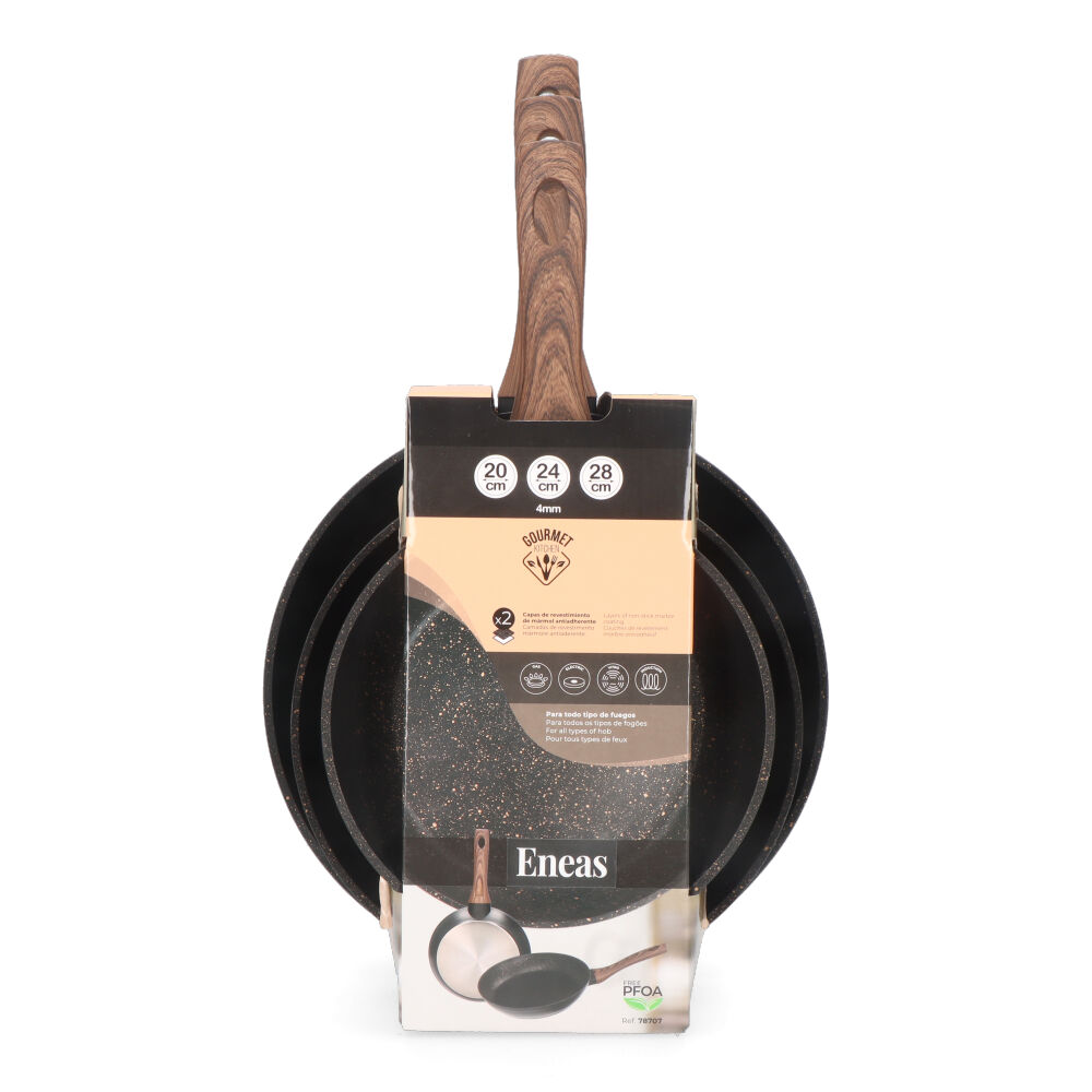 Set De 3 Sartenes Antiadherentes Professional Line EDM - Ø20, 24 Y 28 Cm - Ideal Para Cocina Diaria