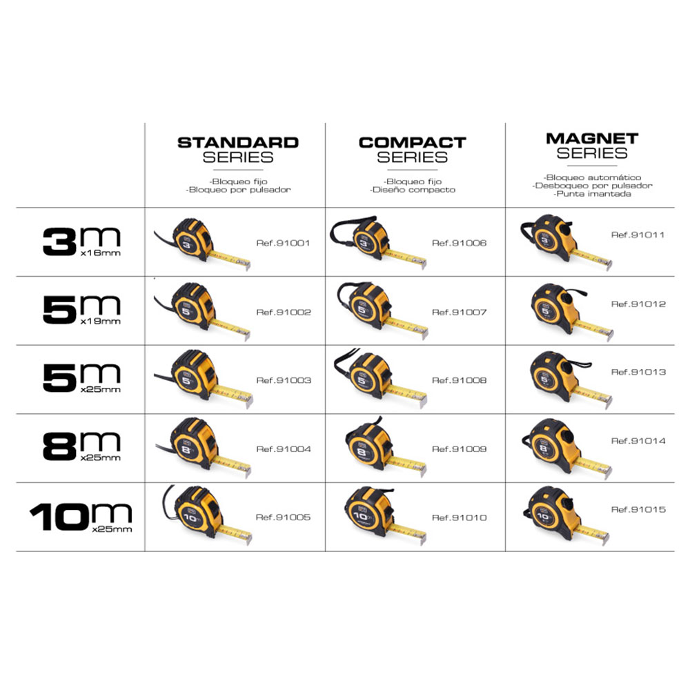 Flexometro Professionale 10m - Larghezza 25mm, Punta Magnetica, Blocco Automatico E Clip Da Cintura - Foto 2